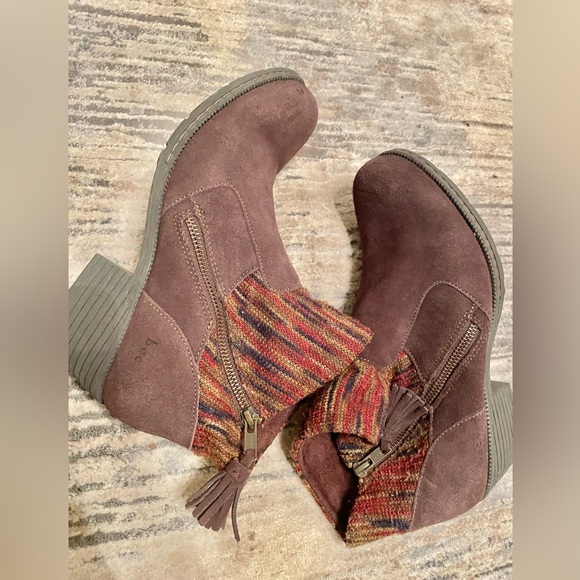 Boc Born Concepts Women's Burgundy Suede Leather & Fabric Upper Ankle Boots 9M - Picture 8 of 11